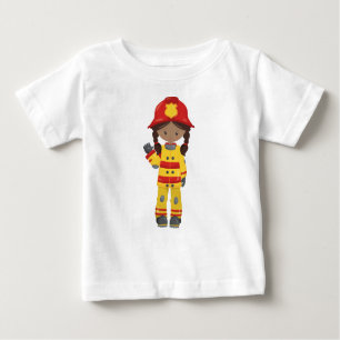 Afroamerikanisches Mädchen, Girl Fireman, Feuerweh Baby T-shirt