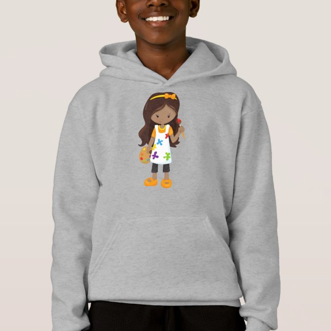 Afroamerikanisches Mädchen, Maler, Malerei, Pinsel Hoodie (Vorderseite)