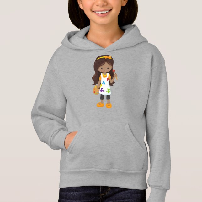 Afroamerikanisches Mädchen, Maler, Malerei, Pinsel Hoodie (Vorderseite)