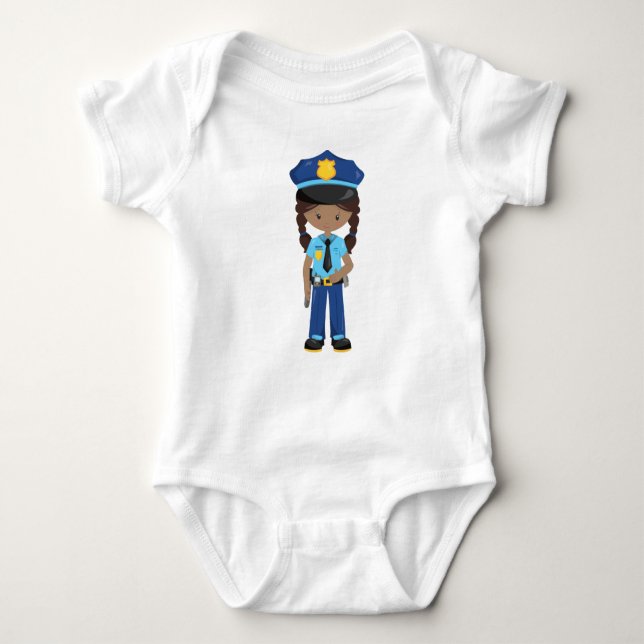 Afroamerikanisches Mädchen, Polizeimädchen, Polize Baby Strampler (Vorderseite)