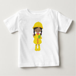 Afroamerikanisches Mädchen, Regenmantel, Regen, St Baby T-shirt