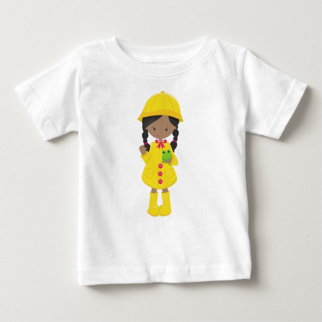 Afroamerikanisches Mädchen, Regenmantel, Regen, St Baby T-shirt (Vorderseite)