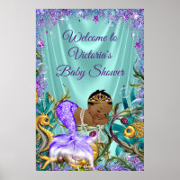 Afroamerikanisches Meerjungfrau-Baby-Shower-Willko