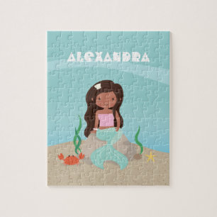 Afroamerikanisches Meerjungfrau-Mädchen Kinder Per Puzzle