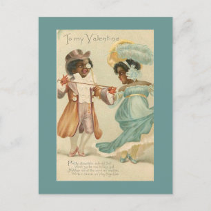 Afroamerikanisches Paar tanzt Vintage Valentinstag Postkarte