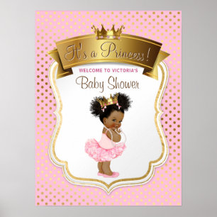 Afroamerikanisches Prinzessin-Baby-Shower-Schild Poster