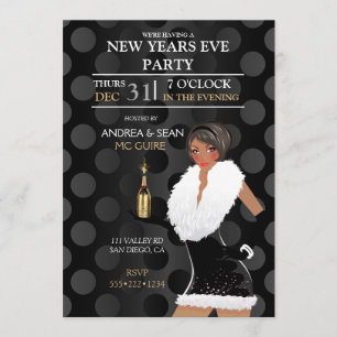 Afroamerikanisches Silvester Mode Mädchen Einladung