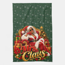 Afroamerikanisches Weihnachts-Küchentuch Mrs Claus