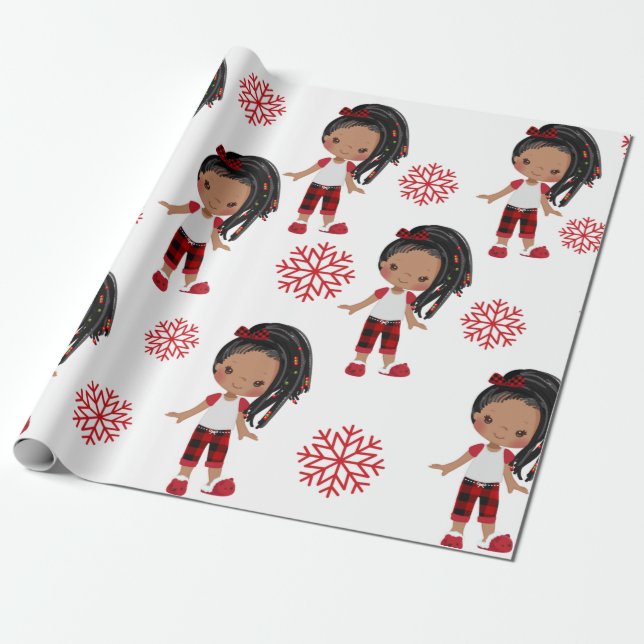 Afroamerikanisches Weihnachtsgeschenk-Wrap-Paper Geschenkpapier (Ungerollt)