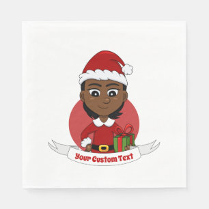 Afroamerikanisches Weihnachtsmädchen mit kurzen Ha Serviette