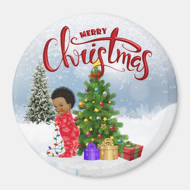Afroamerikanisches Weihnachtsmagnet Magnet (Vorne)