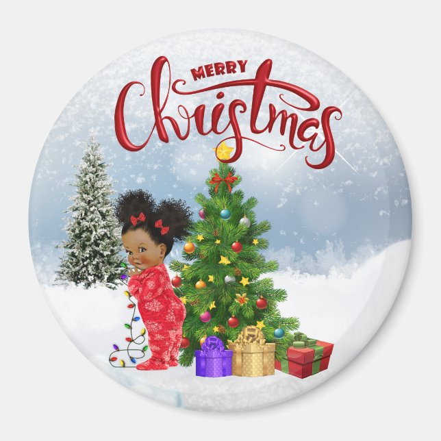 Afroamerikanisches Weihnachtsmagnet Magnet (Vorne)