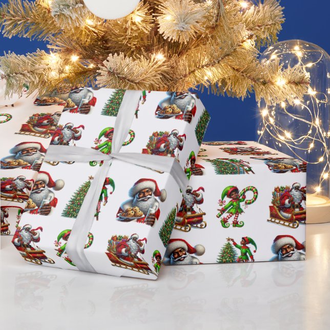 Afroamerikanisches Weihnachtswrapping Paper Geschenkpapier (Feiertage)