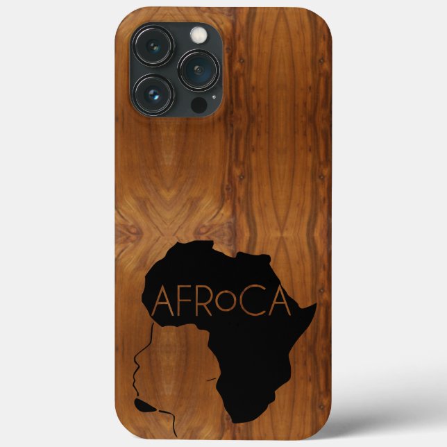 AFRoCA MALE Afro plus Africa Wood Grain Look Case-Mate iPhone Hülle (Rückseite)