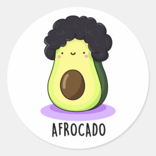 Afrocado Funny Avocado mit Afro Puff Runder Aufkleber
