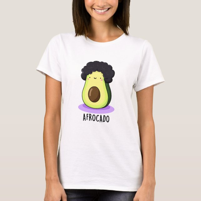 Afrocado Funny Avocado mit Afro Puff T-Shirt (Vorderseite)