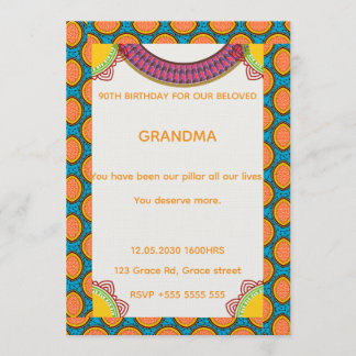 Afrocentric Birthday Invitation | Ankara Pattern  Einladung