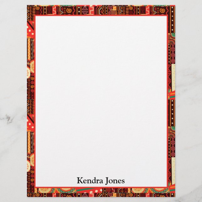 Afrocentric Kente Tribal Muster Notepad Briefbogen (Vorderseite)