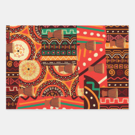 Afrocentric Kente Tribal Pattern Geschenkpapier Set