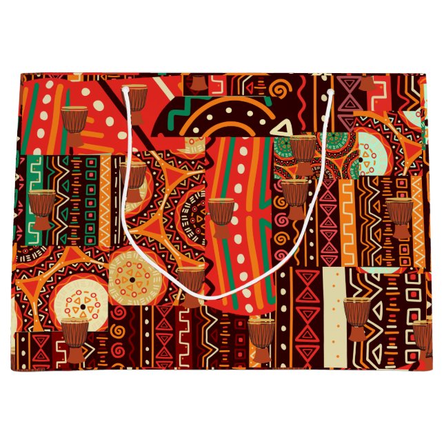Afrocentric Kente Tribal Pattern Große Geschenktüte (Vorderseite)
