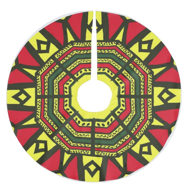 Afrocentric Mandala Polyester Weihnachtsbaumdecke (Vorderseite)