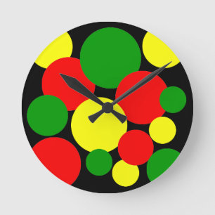 Afrocentric Polka Dots  Runde Wanduhr