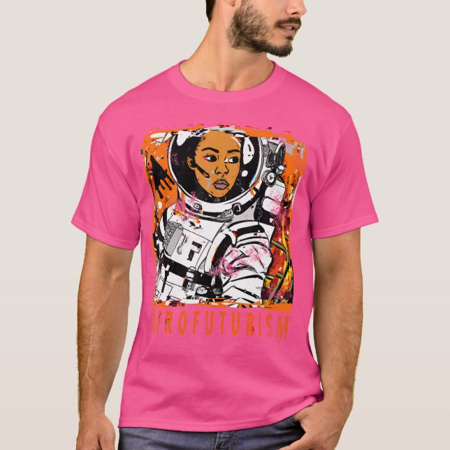 Afrofuturismus Ai Generated Art Astronaut Cyberpun T-Shirt (Vorderseite)