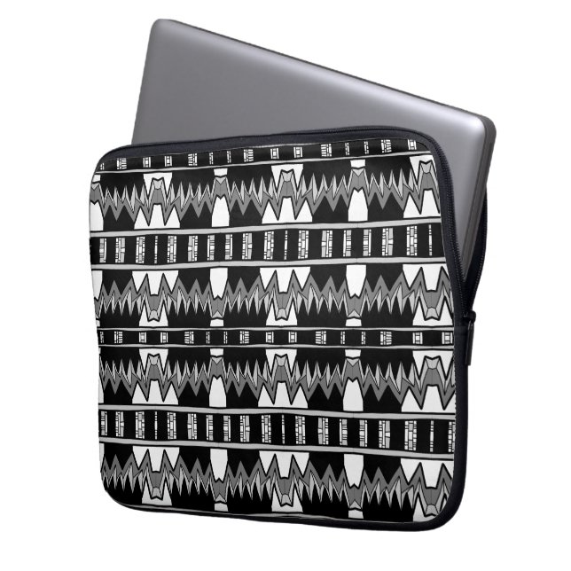 Afrofuturist Pattern Gray Laptopschutzhülle (Vorderseite Links)