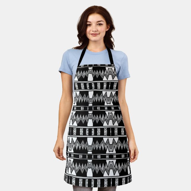 Afrofuturist Pattern Gray Schürze (Getragen)