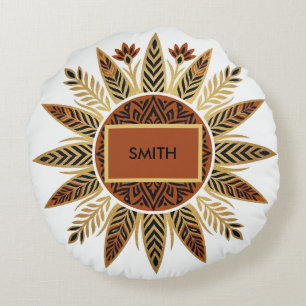 Afrohemian Sonnenstrahl-Mandala-Rundkissen Rundes Kissen