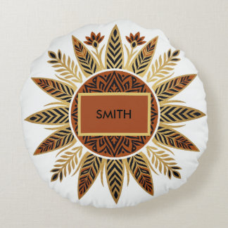 Afrohemian Sonnenstrahl-Mandala-Rundkissen Rundes Kissen