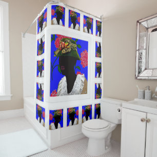 Afrozentric Harlem Renaissance Silhouette Quilt Duschvorhang