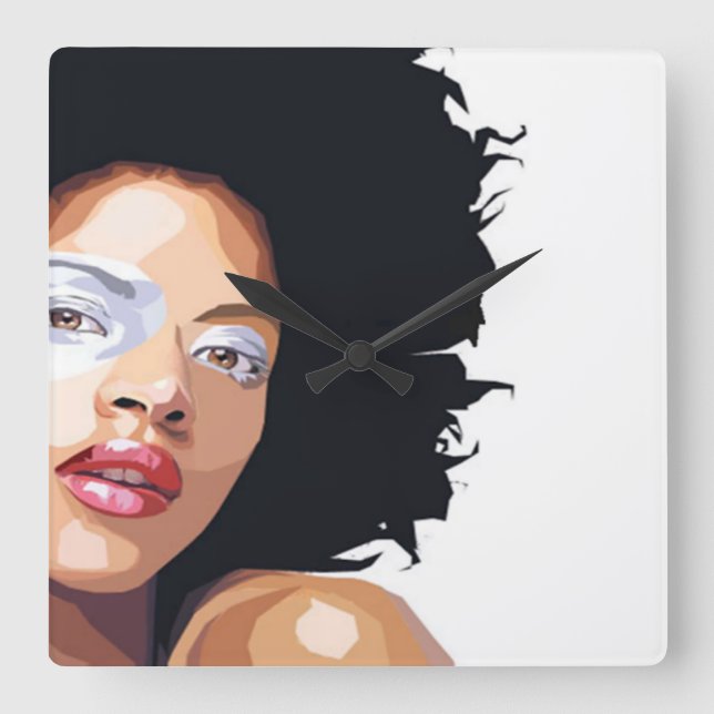 Afrozentric Wall Clock Quadratische Wanduhr (Vorderseite)