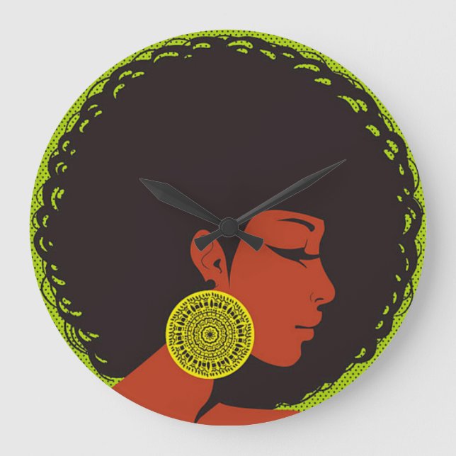 Afrozentrierte Wall-Uhr Große Wanduhr (Vorderseite)