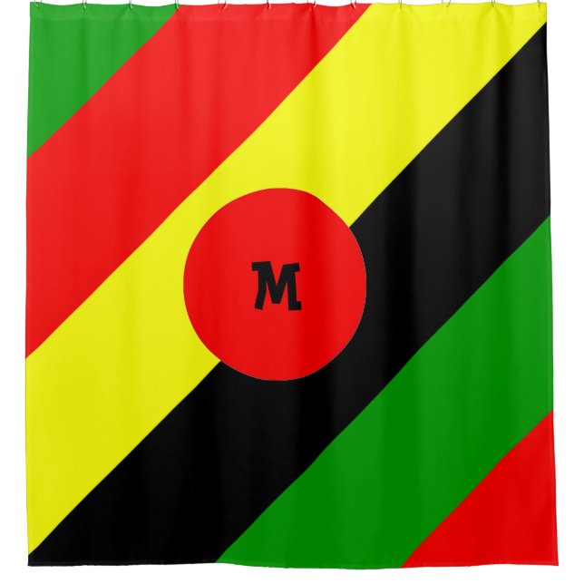 Afrozentrisch mit Monogramm Duschvorhang (Vorderseite)