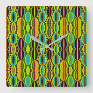 Afrozentrische geometrische Kaurischnecken Quadratische Wanduhr