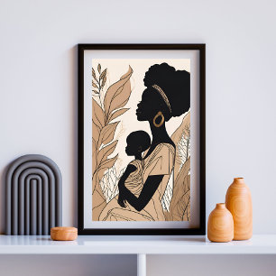 Afrozentrische Linienkunst mit erdigen Tönen Poster