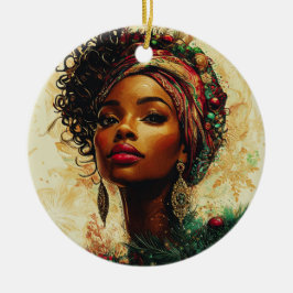Afrozentrische Weihnachtskönigin Keramik Ornament