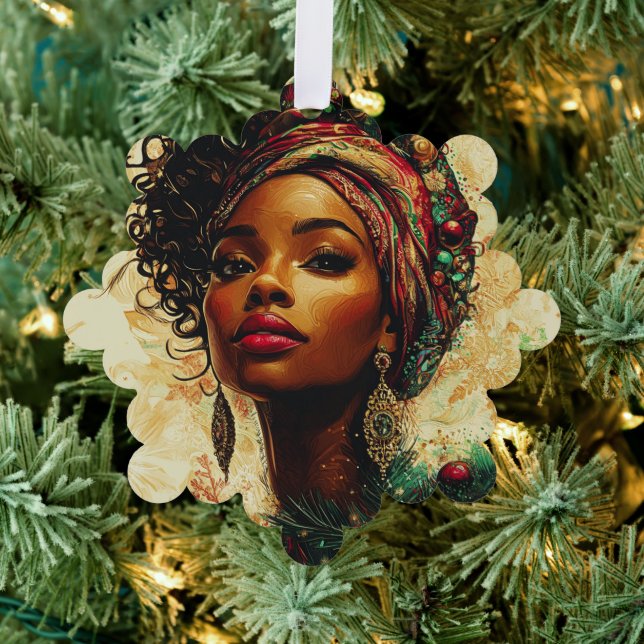 Afrozentrische Weihnachtskönigin Ornament Karte (Insitu (Baum))