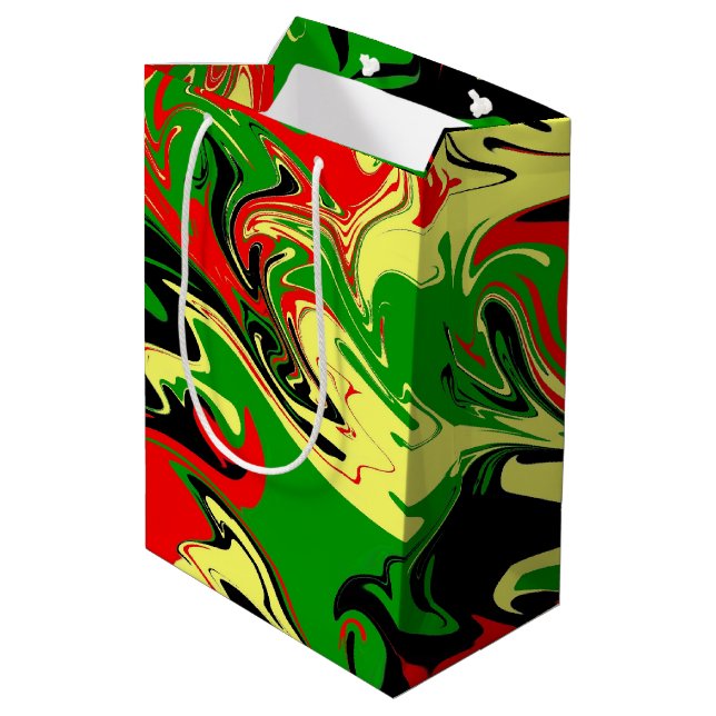 Afrozentrische Wirbel Mittlere Geschenktüte (Rückseite Schrägansicht)