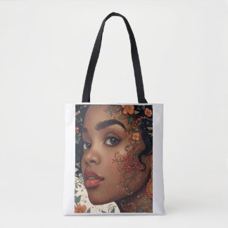 Afrozentrischer Blumenportrait-Tote | Serenity Noi