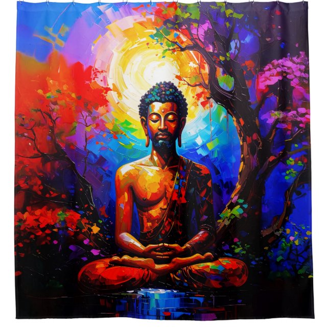 Afrozentrischer Buddhacore 001 Duschvorhang (Vorderseite)
