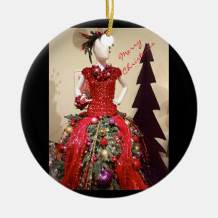 Afrozentrisches Kleid Form Mannequin Weihnachtsbau Keramik Ornament