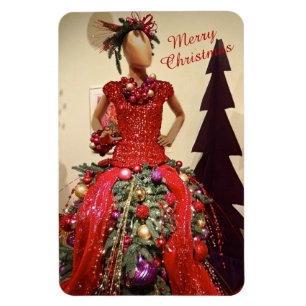 Afrozentrisches Kleid Form Mannequin Weihnachtsbau Magnet