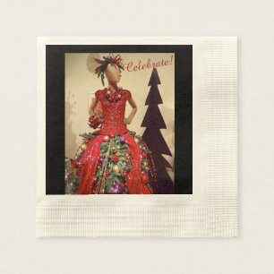 Afrozentrisches Kleid Form Mannequin Weihnachtsbau Serviette