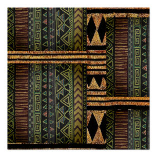Afrozentrisches Tribal Motif Muster drucken  Poster