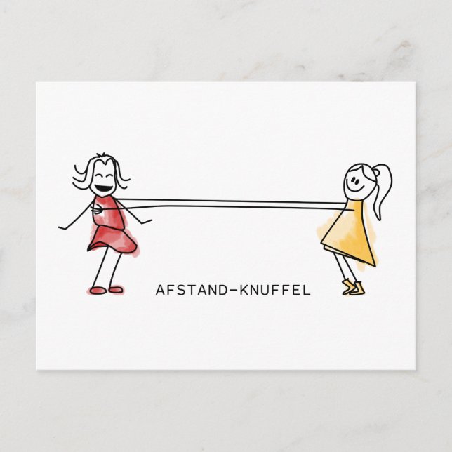 Afstand-Knuffel Postkarte (Vorderseite)