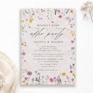 After Party Wildflower-Garten Pink Blush Hochzeit Einladung