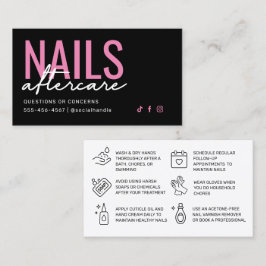 Aftercare Card mit rosa und schwarzen Nägeln Visitenkarte