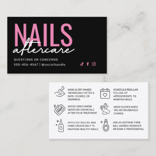 Aftercare Card mit rosa und schwarzen Nägeln Visitenkarte